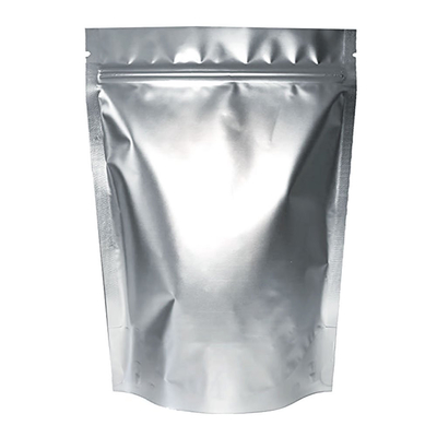 ถุง Mylar Ziplockk ฟอยล์สีเงินเมทัลลิกปิดผนึกด้วยความร้อน Stand Up Pouch เก็บอาหาร