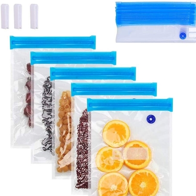 ตู้แช่แข็งนำกลับมาใช้ใหม่ได้ ปลอดภัย BPA ฟรี Ziplock Sous Vide ถุงซีลสูญญากาศอาหาร