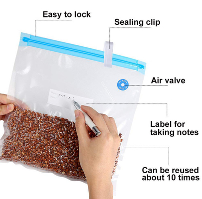 ถุงเก็บอาหารเป็นเวลานาน Sous Vide ถุงซีลสูญญากาศพร้อมวาล์วลม