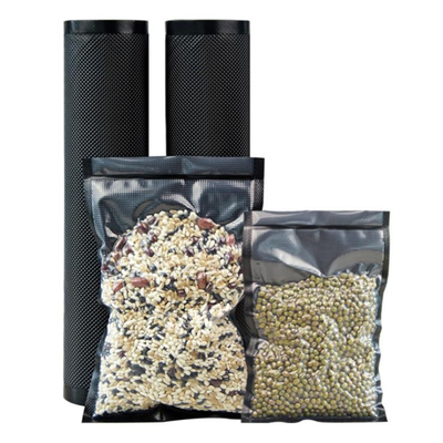 แพ็คสูญญากาศ ก่อนตัด เกรดอาหารม้วนสีดำ / ใส Ziplock ซีลสูญญากาศจัดเก็บ ม้วนเอกสารs