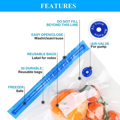 ถุงเก็บของแบบผนึกซิปคู่นำกลับมาใช้ใหม่ได้ด้วย Air วาล์ว