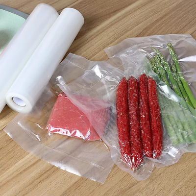 ถุงซีลสูญญากาศแบบนูนพลาสติก Sous Vide สำหรับถุงเก็บอาหารไนล่อนสูญญากาศ