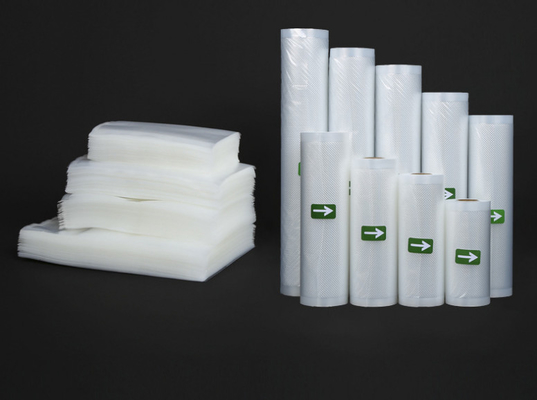 ถุงเก็บสูญญากาศ PA PE สำหรับถนอมอาหารม้วนซีลสูญญากาศพลาสติกปลอดสาร BPA